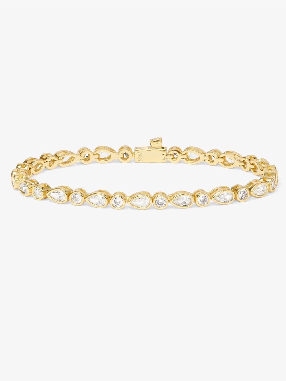 Melinda Maria Gold Teardrop & Round Simulated Diamond Tennis Bracelet- 3mm